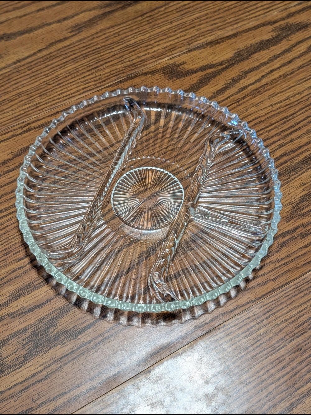 Vintage Indiana Glass Clear Pressed Glass Relish Tray 10"